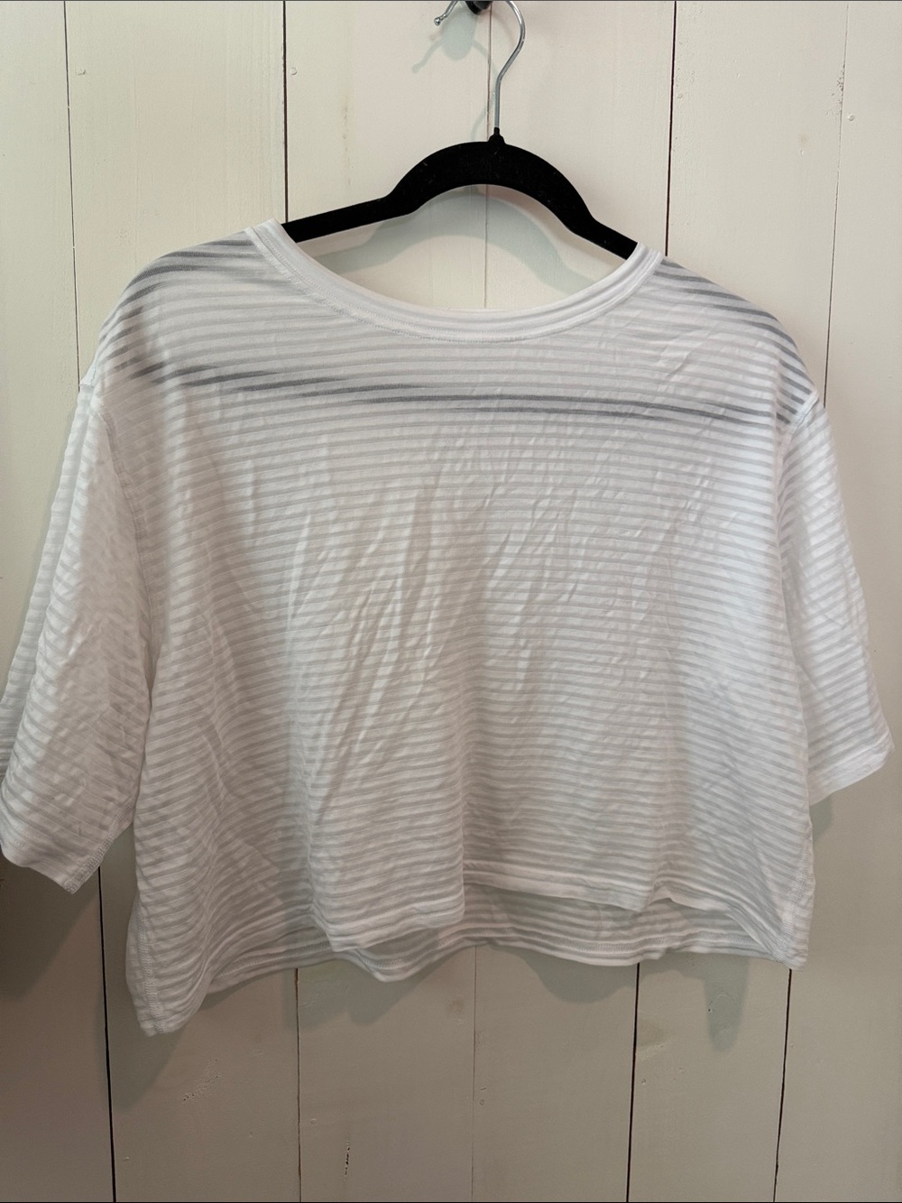 lululemon athletica White Sheer Stripe Crop Top